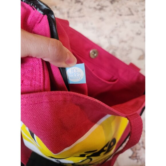 Jim Benton It's Happy Bunny / Life. Get one. Pink Tote Bag - Picture 6 of 8
